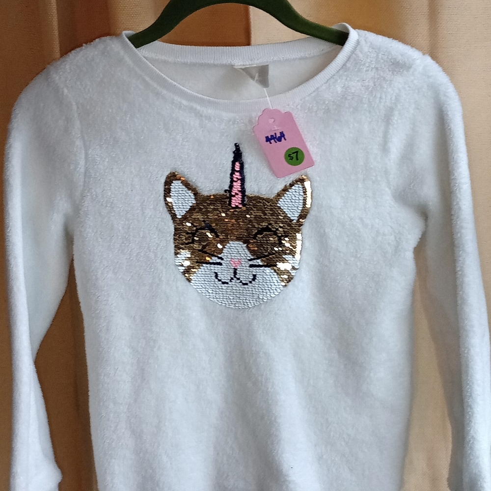 Fleece shirt with Kitten & Unicorn for girls